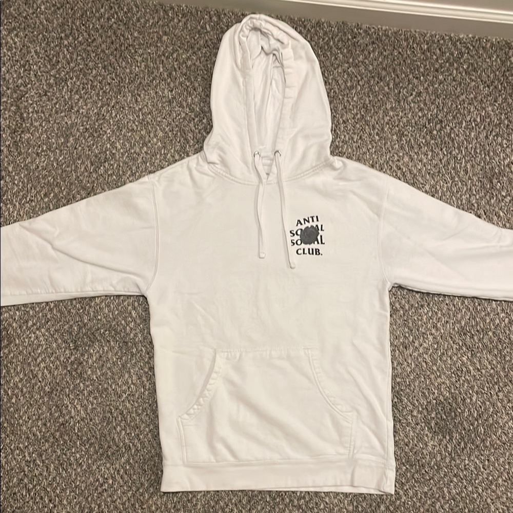 Anti Social Social Club White Hoodie Sz Medium
